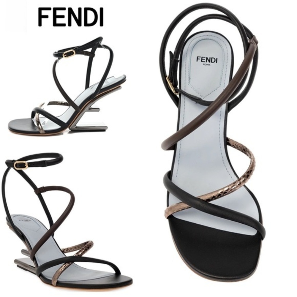 Fendi Brown nappa leather high-heeled sandals in black  EU 36 1450$